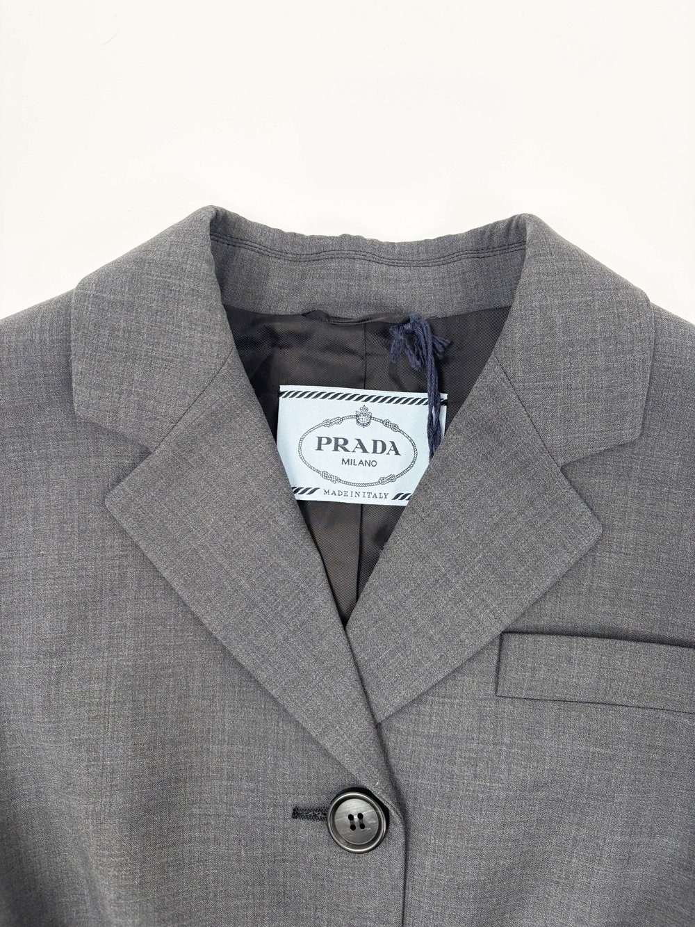 PRADA 2010 ヴァージンウール 軽量 テーラードジャケット グレー 44 Prada 2020 gray skirted blazer — JAMES VELORIA